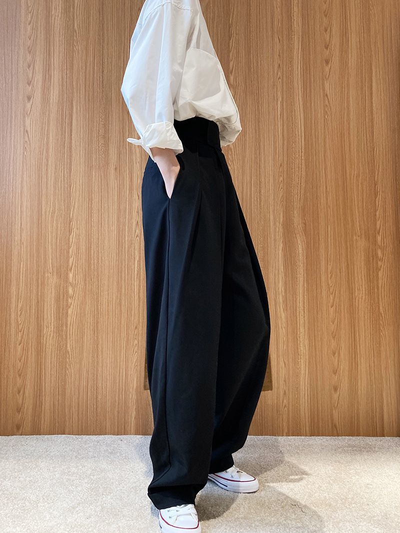 Woman Thicken Loose Casual Suit Pant Autumn Winter Fashion Korean Women High Waist Straight Pans Chocolate Color Trousers 200930