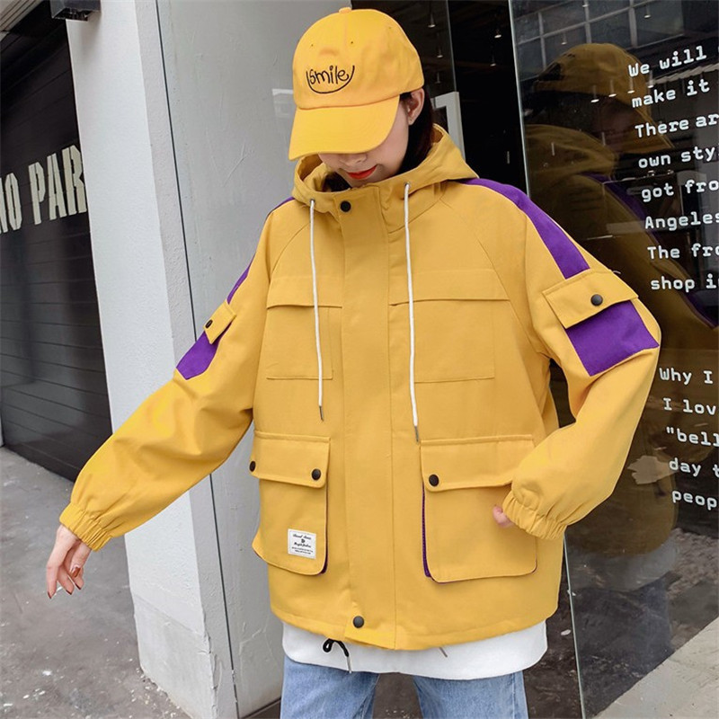 ZQLZ Spring Harajuku Spring Jackets Coats Women Casual Hooded Black Overcoat Female Plus Size Autumn Coat Mujer 201029