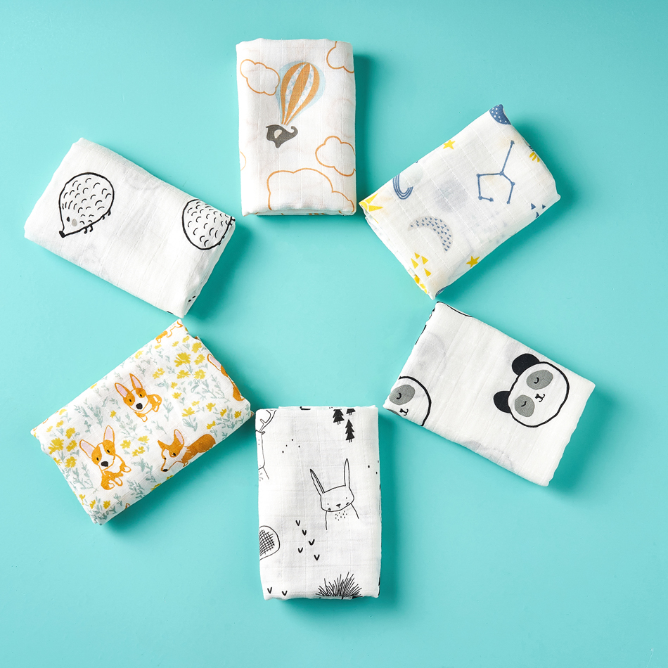 Kangobaby #My Soft Life# 5pieces Set Bamboo Cotton Swaddle Blanket Baby Bandana Bib Set 201022