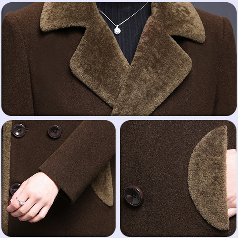 M-5XL New Women Wool Blends Coat Winter Fashion Mother Thicken Cashmere Collar Long Jacket Warm Slim Tops Outerwear Female 201103