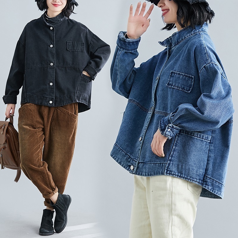 long sleeve plus size Oversized jean jaket causal loose spring autumn denim Jacket Coat women Clothes Cardigan Outerwear 201017