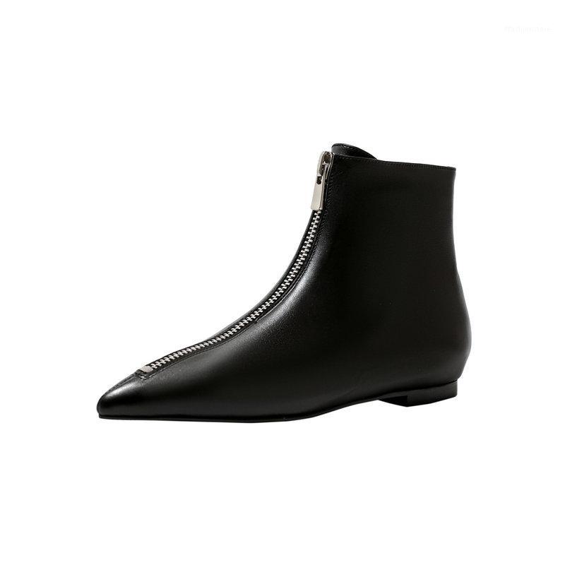 Fashion Brand Women Ankle Boots Flat Heels Ladies Shoes Woman Party Dancing Pointed Toe Genuine Leather Boots1, Black 
Fashion Brand Women Ankle Boots Flat Heels Ladies Shoes Woman Party Dancing Pointed Toe Genuine Leather Boots1, Black