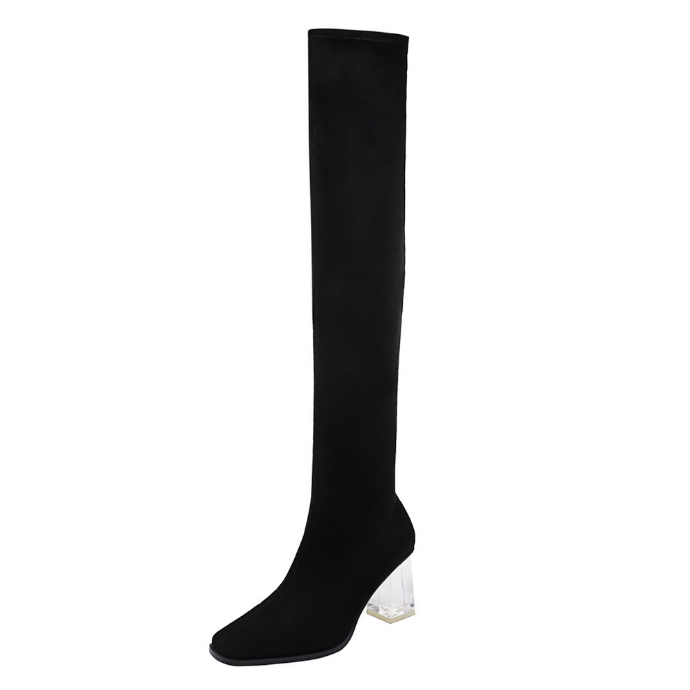 Meriahzheng Fashion Women's Boots Transparent Crystal Heel High Square Suede Sexy Slimming Slender Over-the-Knee Boots DS-9789-6, Black
Meriahzheng Fashion Women's Boots Transparent Crystal Heel High Square Suede Sexy Slimming Slender Over-the-Knee Boots DS-9789-6, Black