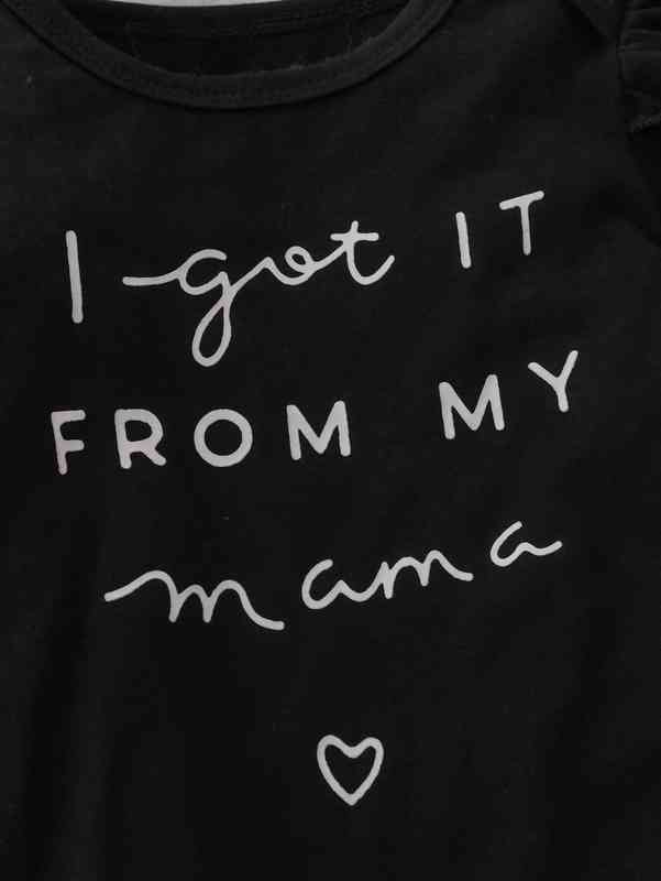 Baby Slogan Graphic Bodysuit & Floral Print Bow Skirt & Headband SHE