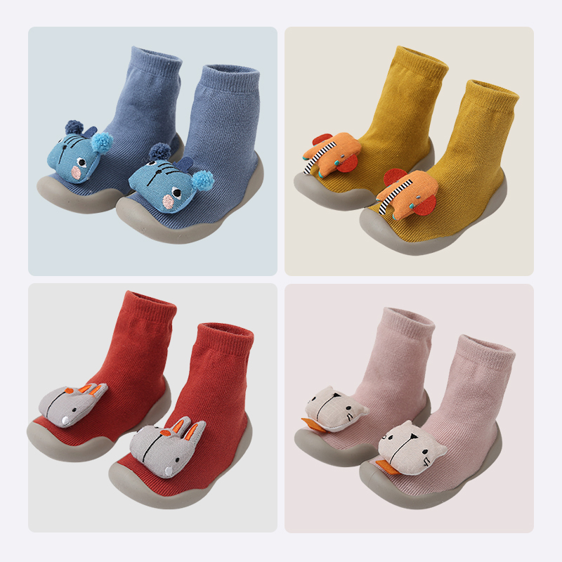 Shoes Children Infant Cartoon Baby Gift Kids Indoor Floor Leather Sole Non-Slip Thick Towel socks 201130