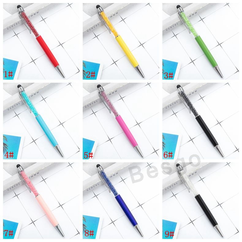 Fine Crystal Ballpoint Pen 1mm Fashion Creative Stylus Touch Pen Writing Stationery Office School Ballpen Black Ballpoint Pens