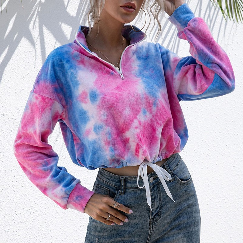 Fashion Plus Size Women Cropped Sweatshirt Tie Dye Printed O-neck Long Sleeves Teddy Crop Top Big Pocket Loose Pullovers, Light blue
Fashion Plus Size Women Cropped Sweatshirt Tie Dye Printed O-neck Long Sleeves Teddy Crop Top Big Pocket Loose Pullovers, Light blue