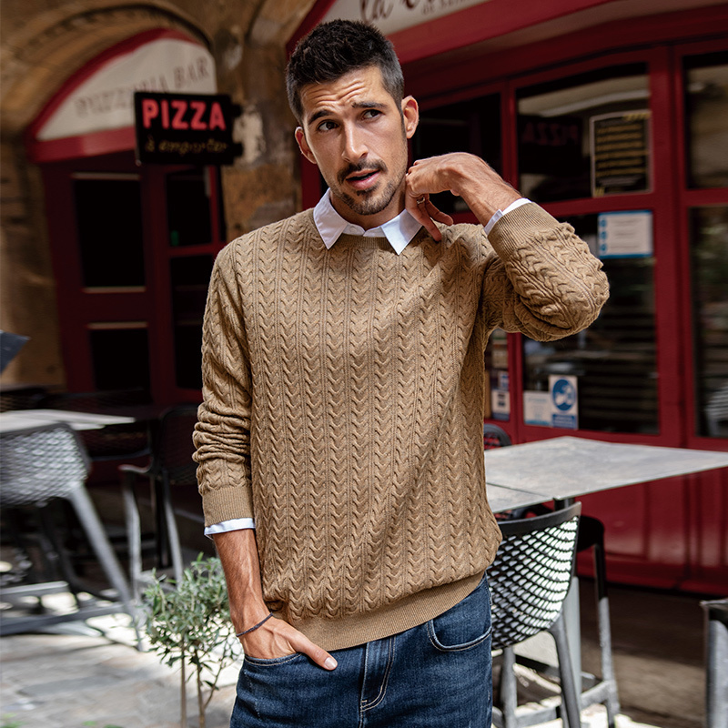 KUEGOU Autumn Winter Clothing Cotton Mens Sweater Retro personality Warm Pullovers Men Sweaters Knitted Fashion Top AZ-32003 201224