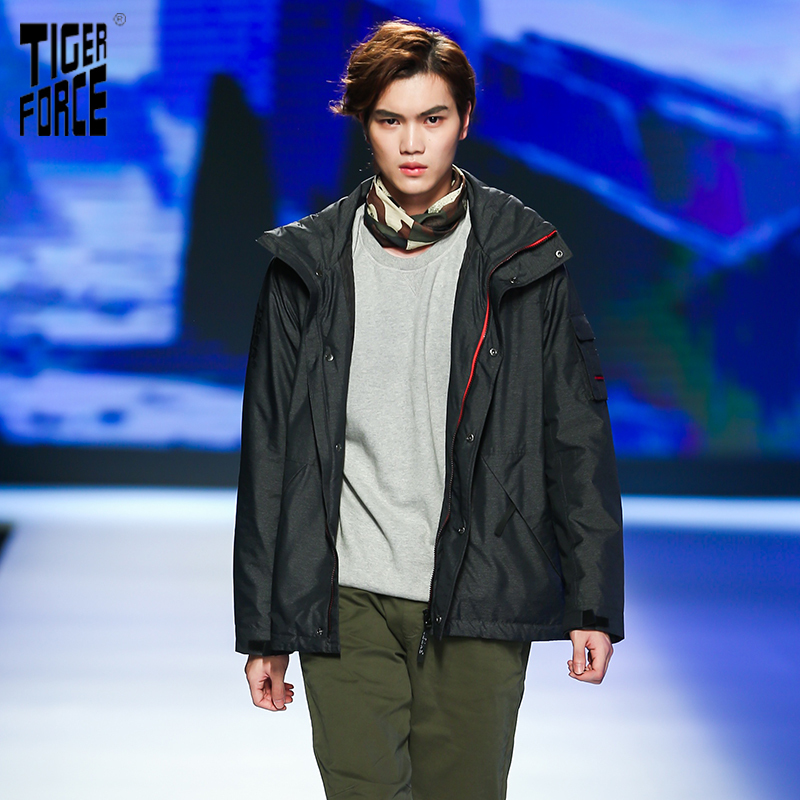 TIGER FORCE new arriva spring autumn sport jacket with a hood casual men jackets and coats with zipper warm clothes 50612 201214