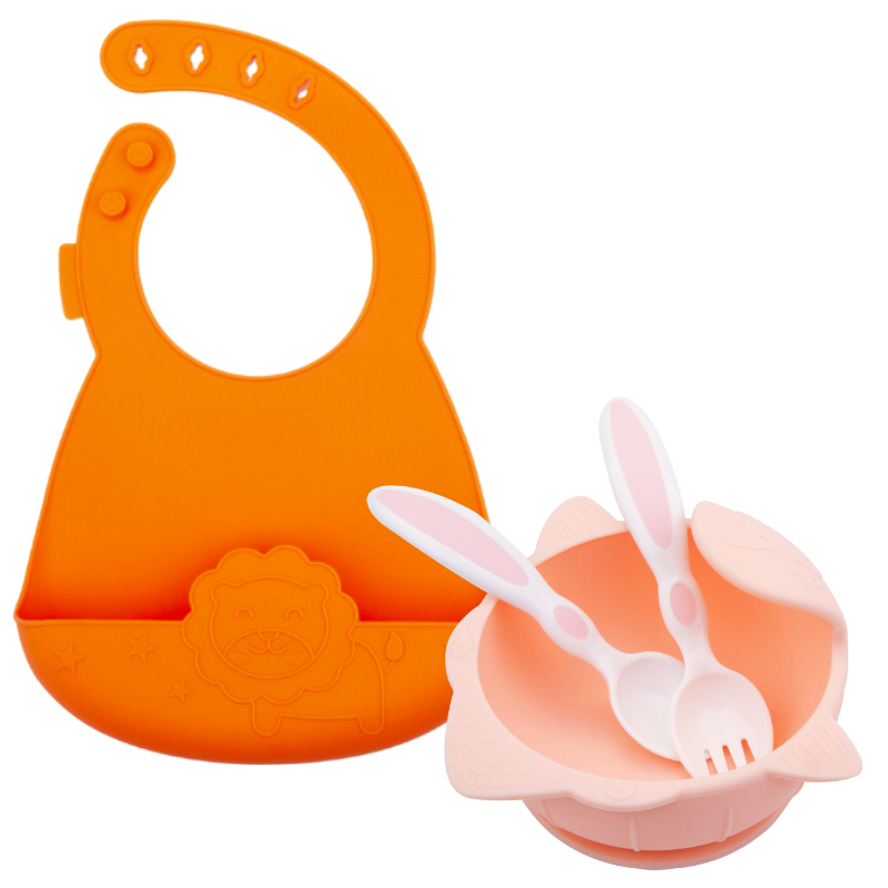 Qshare /set Baby Dinnerware Set for Baby-Led Weaning Silicone Baby Feeding Bowl Set LJ201221