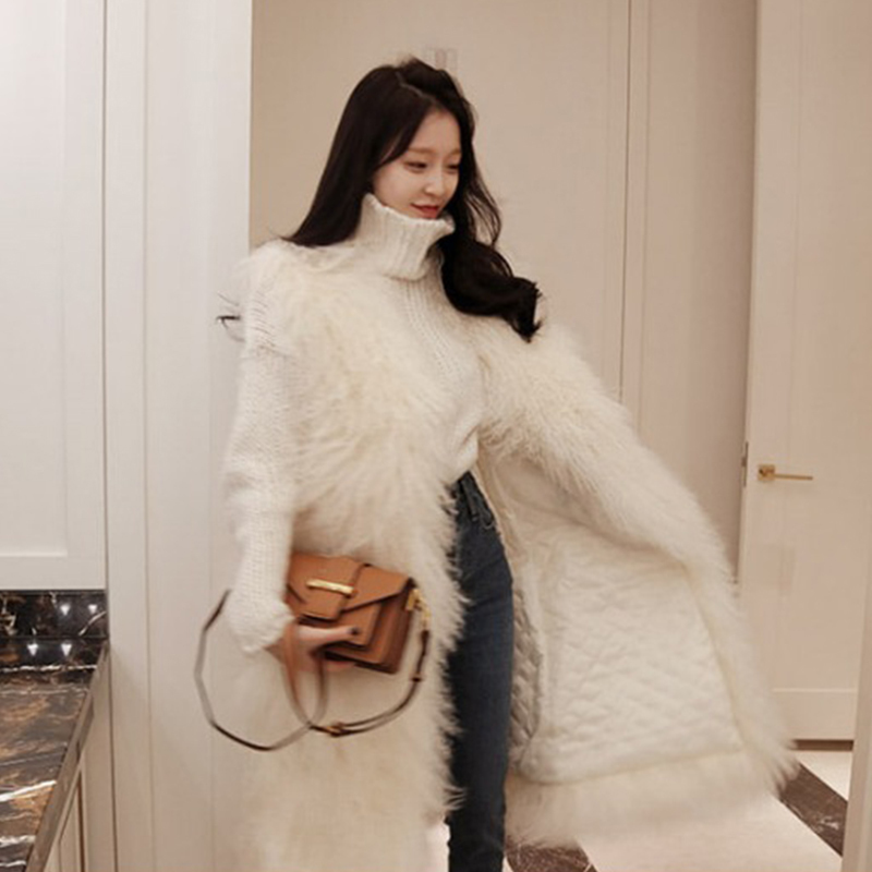 Women Faux Fur Long Vest Autumn Winter Fluffy Fur Sleeveless Waistcoat Female Elegant Soft Hairy Fashion Overcoat 201110