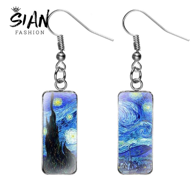 SIAN Gogh Art Paintings Rectangular Pendant Earrings Art Photo Sunflower Dome Fish Hook Earrings For Women Gifts Accessories
SIAN Gogh Art Paintings Rectangular Pendant Earrings Art Photo Sunflower Dome Fish Hook Earrings For Women Gifts Accessories