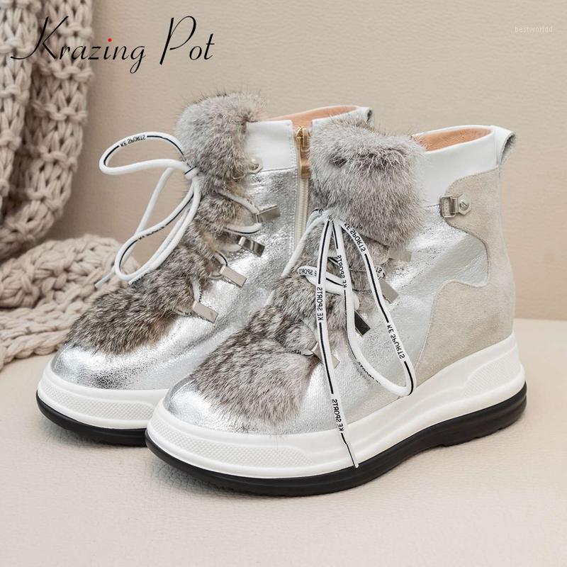 Krazing Pot plus size genuine leather round toe flat platform snow boots winter keep warm elegant lady casual ankle boots L021, Silver
Krazing Pot plus size genuine leather round toe flat platform snow boots winter keep warm elegant lady casual ankle boots L021, Silver