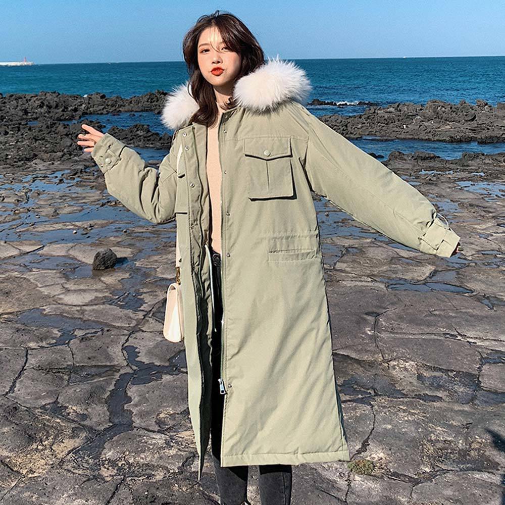 Vielleicht New Loose Winter Jacket Women Big Fur Collar Pockets Fashion Long Hooded Parkas Winter Coat Women's Clothes 201019