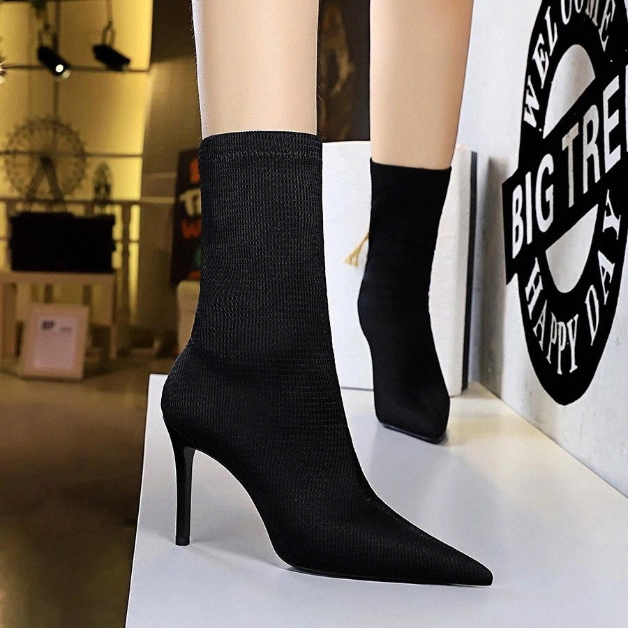Bigtree New Fashion Ankle Boots Autumn Sexy Pointed Toe Stretch Knitting Sock Boots Womens Heels Female Slip On Lady Shoes #Ft9T, Black 
Bigtree New Fashion Ankle Boots Autumn Sexy Pointed Toe Stretch Knitting Sock Boots Womens Heels Female Slip On Lady Shoes #Ft9T, Black