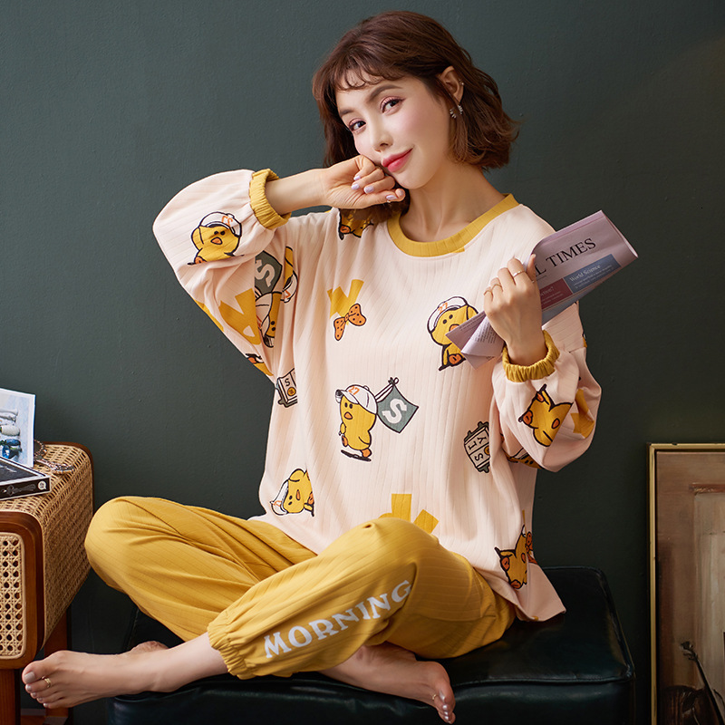 2021 New Winter Autumn Cotton Joint Pajamas for Female Korean Style Printing Plus Size Nightwear Long Sleeve Sleepwear Ifsj, Style 1
2021 New Winter Autumn Cotton Joint Pajamas for Female Korean Style Printing Plus Size Nightwear Long Sleeve Sleepwear Ifsj, Style 1
