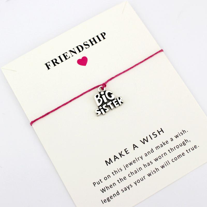 Big Little Middle Sister Card Bracelets Mom Mother Hope Best Joy Angel Peace Faith Friends Charm Jewelry Wax Cord Women Men Gift
Big Little Middle Sister Card Bracelets Mom Mother Hope Best Joy Angel Peace Faith Friends Charm Jewelry Wax Cord Women Men Gift