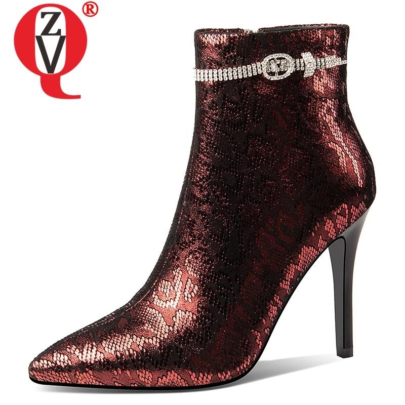 ZVQ Ladies Work Ankle Boots Winter New Fashion Sexy High Quality Sheepskin Pointed Toe Crystal Zip Women Shoes Drop Shipping, Blue 
ZVQ Ladies Work Ankle Boots Winter New Fashion Sexy High Quality Sheepskin Pointed Toe Crystal Zip Women Shoes Drop Shipping, Blue