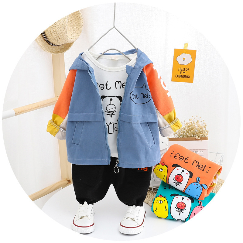2020 Autumn Clothing New Style CHILDREN'S Three-piece Suit Long Sleeve Cartoon Animals CHILDREN'S Suit Korean-style Cute StyleX1019