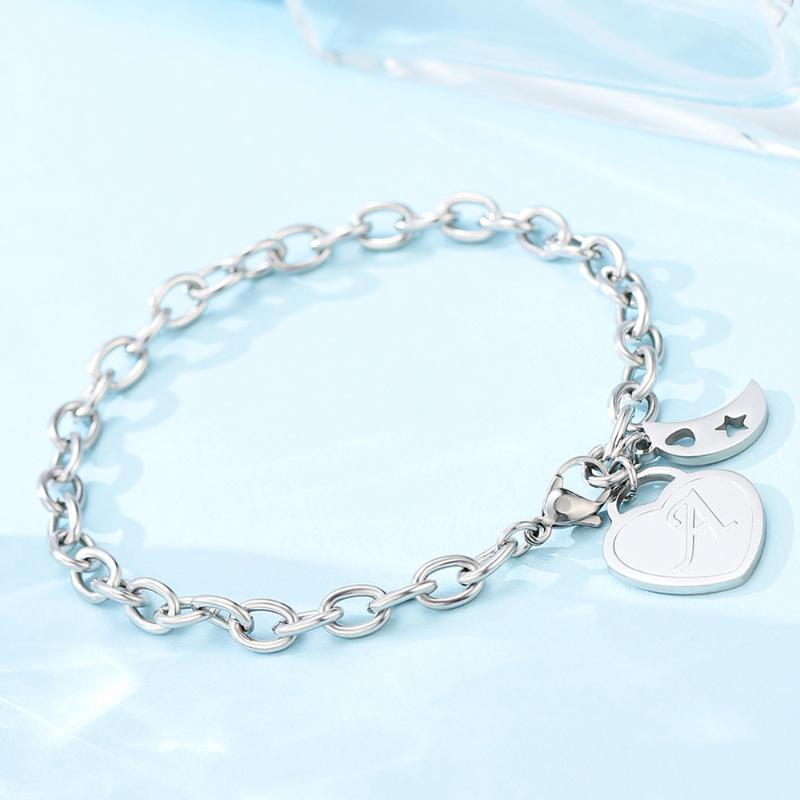 Charm Bracelets 1PC Bracelet 26 Letters Moon Heart Stainless Steel Gifts For Men (Alphabet A)
Charm Bracelets 1PC Bracelet 26 Letters Moon Heart Stainless Steel Gifts For Men (Alphabet A)