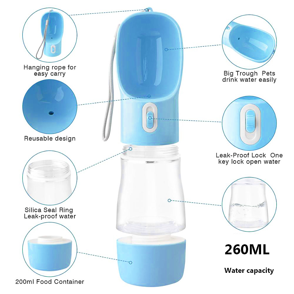 free shipping HOOPET Pet Feeder Portable Food Bottle Pets Outdoor Travel Drinking Dog Bowls Water Bowl for Dogs T200101