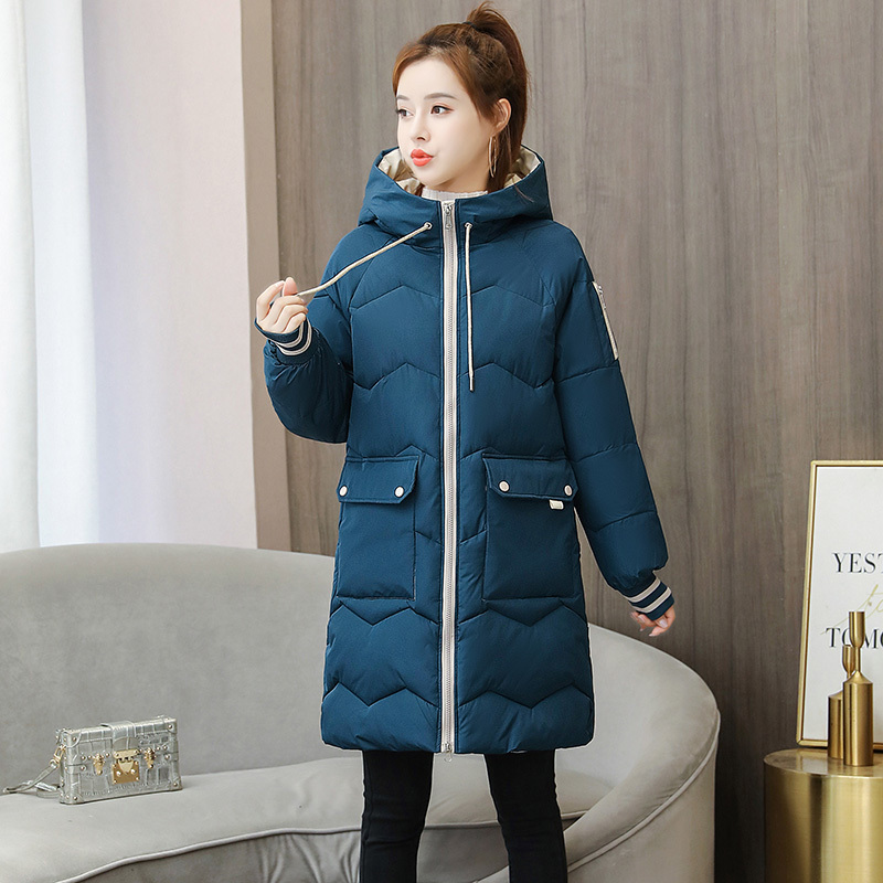 Winter midlong Women jacket New Casual thick warm midLong Hooded parkas Jackets female pocket sintepon snow coats S3XL 200928