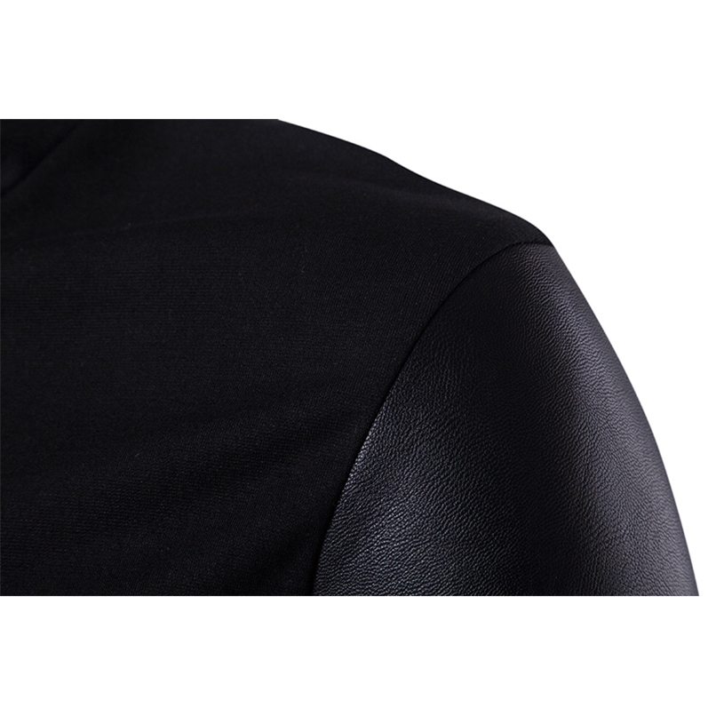 Turtleneck Sweater Men Fashion Patchwork PU Leather Sleeve Long Mens Cardigans Casual Slim Zipper Black Pull Homme 201221