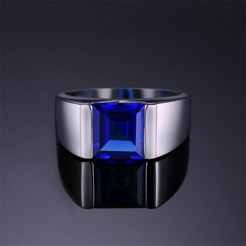 Choucong Brand New Solitaire Simple Fine Jewelry Sterg Sier Princess Cut Party Sapphire CZ Dia Women Men Wedding Band Ring Gift 65eb