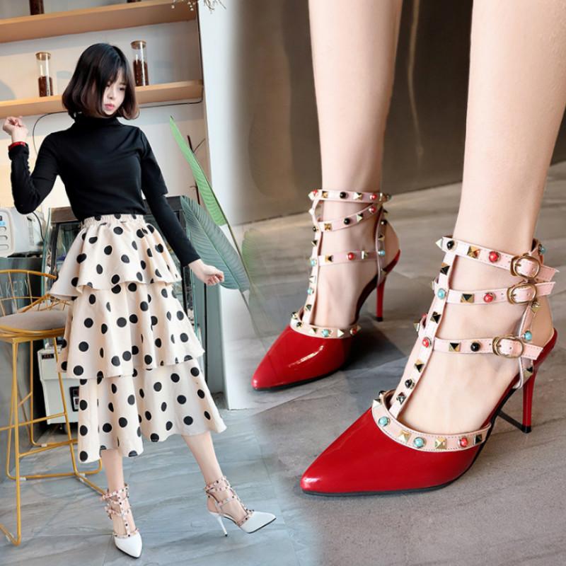 2021 Patent Leather Women Sandals Single Shoes Pointed Shoes Rivets Fine Heel Buckle Ladies High Heels Women Party Dress, Black
2021 Patent Leather Women Sandals Single Shoes Pointed Shoes Rivets Fine Heel Buckle Ladies High Heels Women Party Dress, Black
