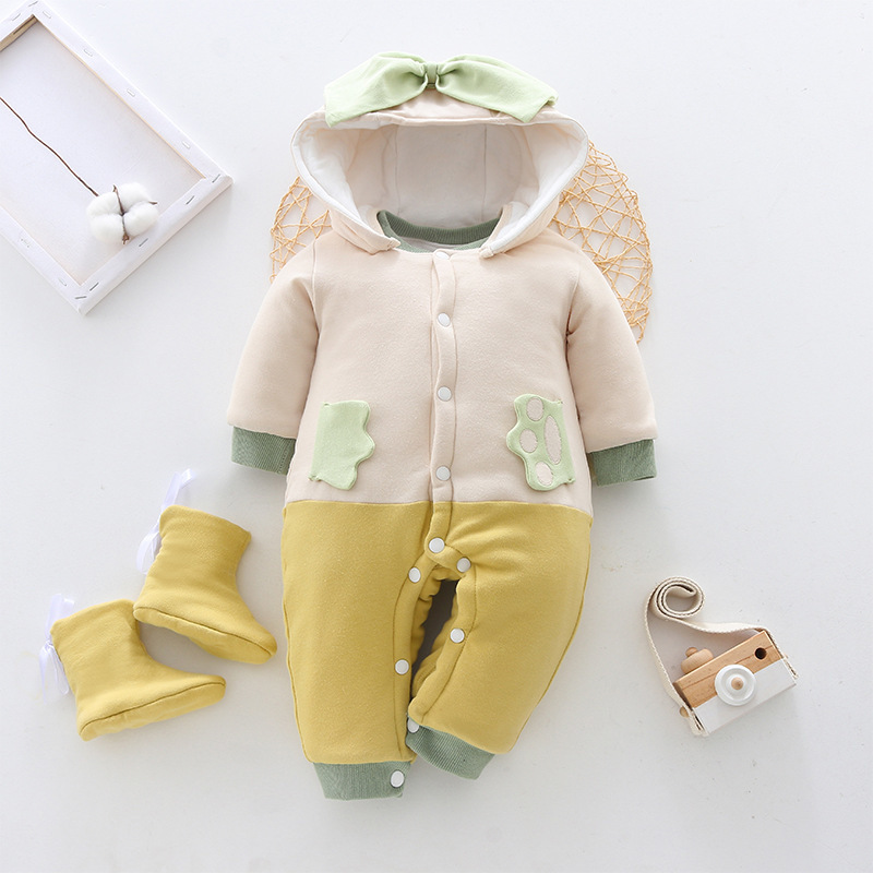 2020 Winter Baby Girl Boy Clothes Infant Jumpsuit Overalls Toddler Romper for Newborn Thick Warm Hooded Coats Baby Boy Clothing Y1221