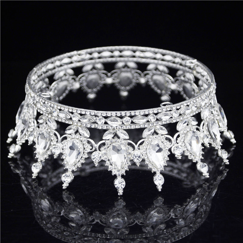 Round Bride Crown Diadem Women Headdress Royal Queen King Tiaras and Crowns Prom Pageant Wedding Hair Jewelry Accessories T200110