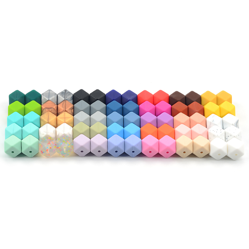Wholesale Large Hexagon Loose Silicone Beads for Teething Necklace Silicone Teething Beads For Baby Teether BPA Safe Loose Beads T200323