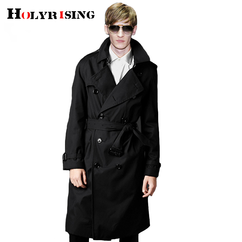 Holyester Men trench coat Business Men's windbreakers Solid Color Long Men Fashion Autumn Jackets S-5XL 18998 201128