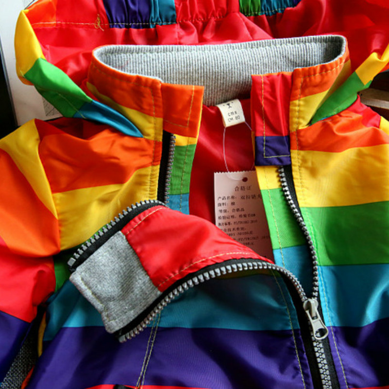 Rainbow Jacket for Girls Windbreaker Baby Girl Winter Clothes Waterproof Hoodies Cartoon Coats Kids Outwear Children's Jackets 201104