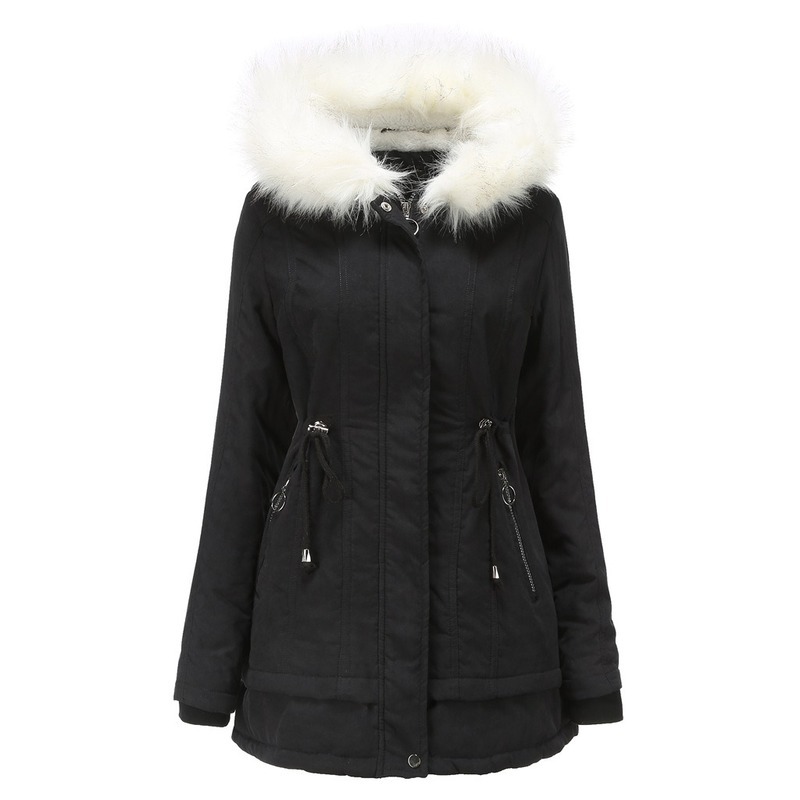 2020 Winter Fashion Women Cotton Coat Long Hooded White Fur Collar Women Warm and Velvet Cold Jacket Women Cotton Clothing, Black
2020 Winter Fashion Women Cotton Coat Long Hooded White Fur Collar Women Warm and Velvet Cold Jacket Women Cotton Clothing, Black