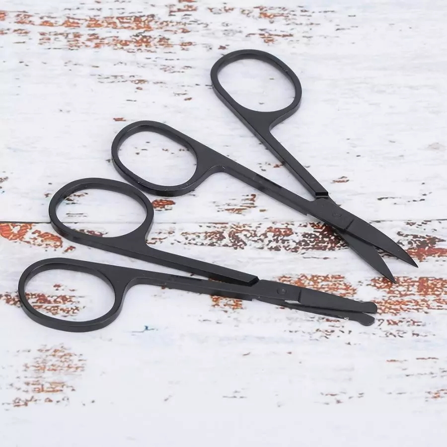 Black Stainless Steel Hair Scissors Eyebrows Nose Hairbeard Scissor Beauty Tool Hairdressers accept your logo printing