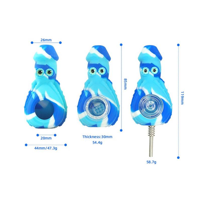 Octopus Type Silicone pipe Oil Rigs with metal nails and glass bowl Mini Smoking Pipes
Octopus Type Silicone pipe Oil Rigs with metal nails and glass bowl Mini Smoking Pipes