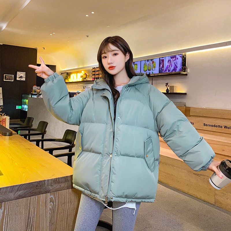 2020 Short Glossy Parka Autumn Winter Thick Short Jacket Women Fashion Hooded Parka Coat Female Office Lady T200828