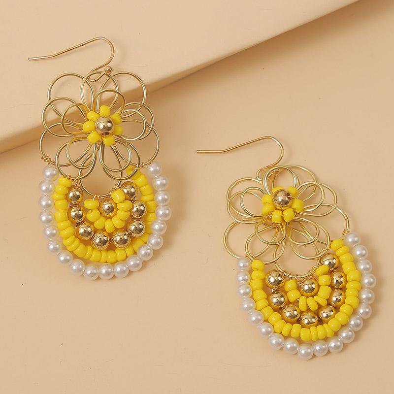 Creative Design Bohemian Trendy Glass Beaded Handmade Drop Earrings For Women Boho Gold Iron Wire Weave Flower Dangle Earring
Creative Design Bohemian Trendy Glass Beaded Handmade Drop Earrings For Women Boho Gold Iron Wire Weave Flower Dangle Earring