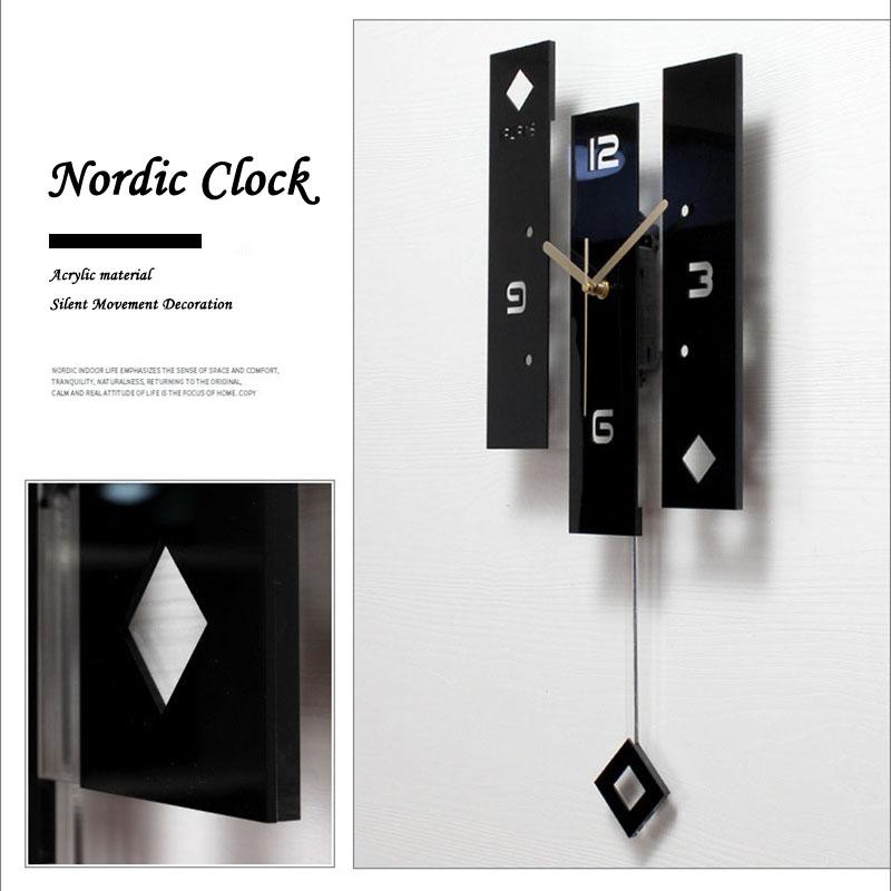 New Wall Clock Quartz Nordic Clock With Pendulum Large Size Wall Watch Modern Design For Home Decoration Big Duvar Saati Decor