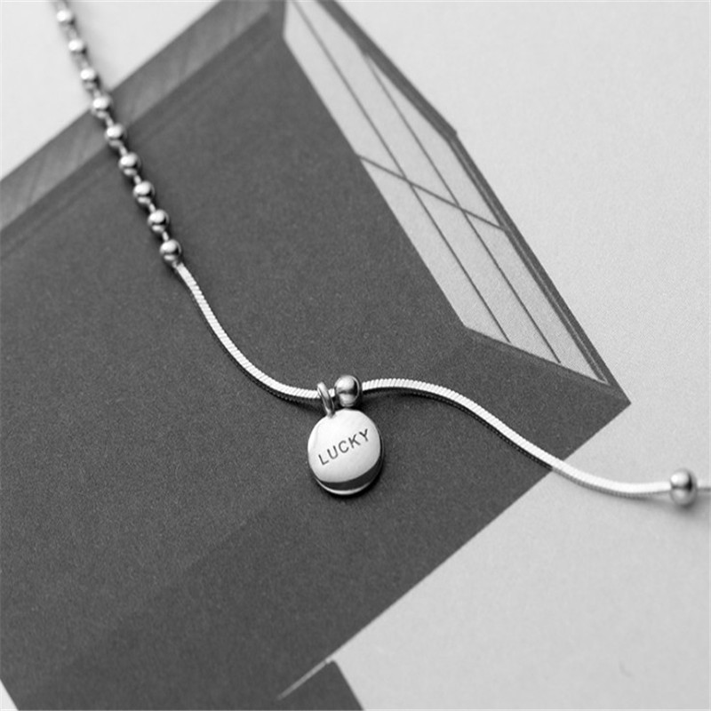 Authentic 925 Sterling Silver Necklaces&Pendants Mix Snake Bead Choker Chain Round Circle Pendant Necklace For Women Girls