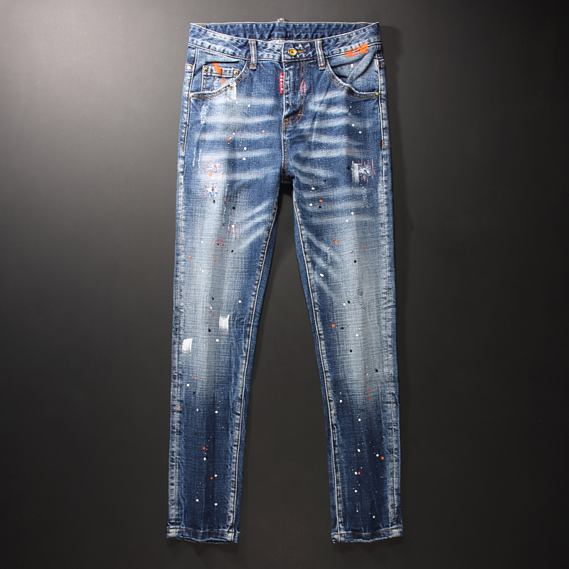 2021 New Italian Style Fashion Men Blue Color Elastic Slim Fit Ripped Jeans Vintage Designer Painted Streetwear Hip Hop Denim Pants Izyt
2021 New Italian Style Fashion Men Blue Color Elastic Slim Fit Ripped Jeans Vintage Designer Painted Streetwear Hip Hop Denim Pants Izyt