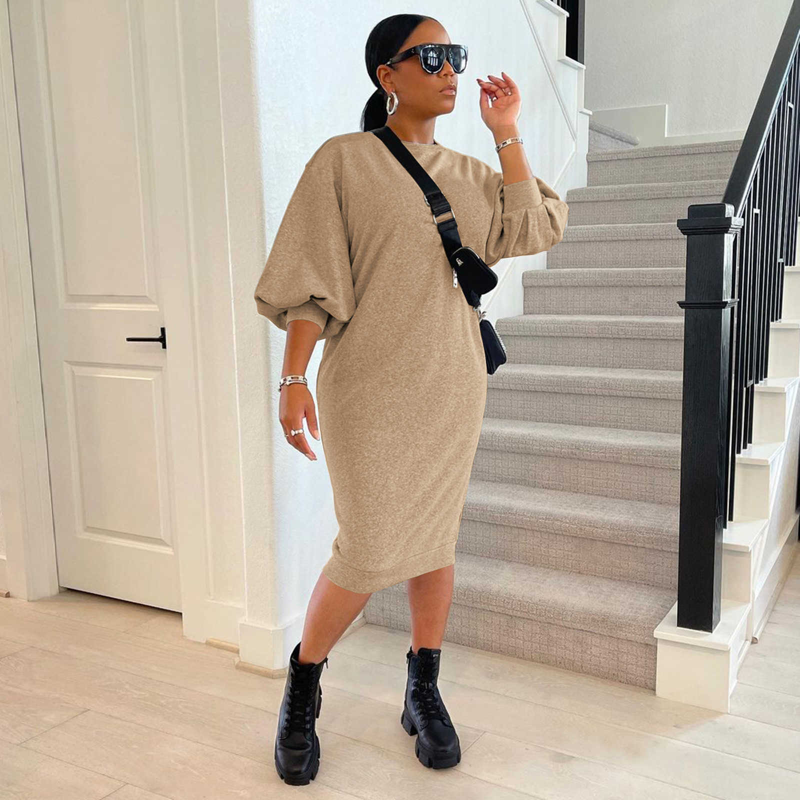 Women Designers Clothes fashion leisure solid color loose dress casual dresses for women