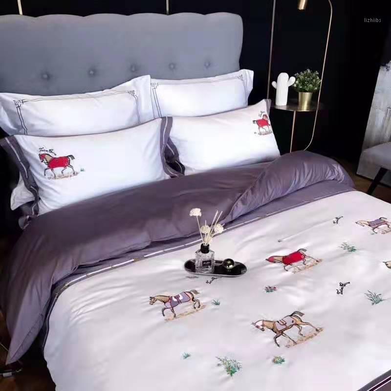 4 Pcs Cotton European Horse Bedding set Embroidery Duvet cover Bed sheet Pillowcases1, White
4 Pcs Cotton European Horse Bedding set Embroidery Duvet cover Bed sheet Pillowcases1, White