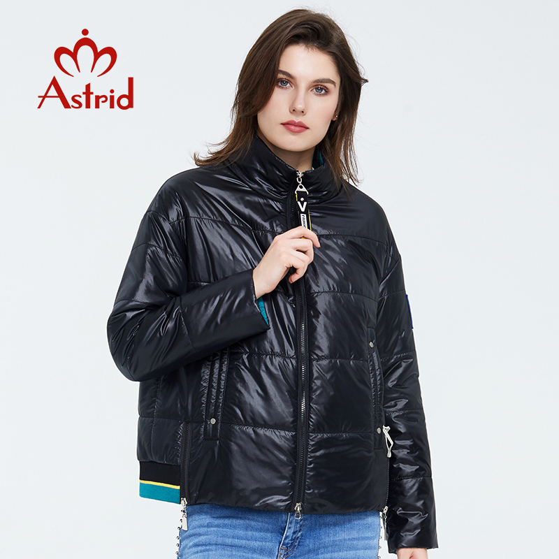 Astrid Spring Women Parka Coat Warm Jacket Women Thin Cotton Bright Colors Short Coat Loose Standing Collar ZM3073 201019