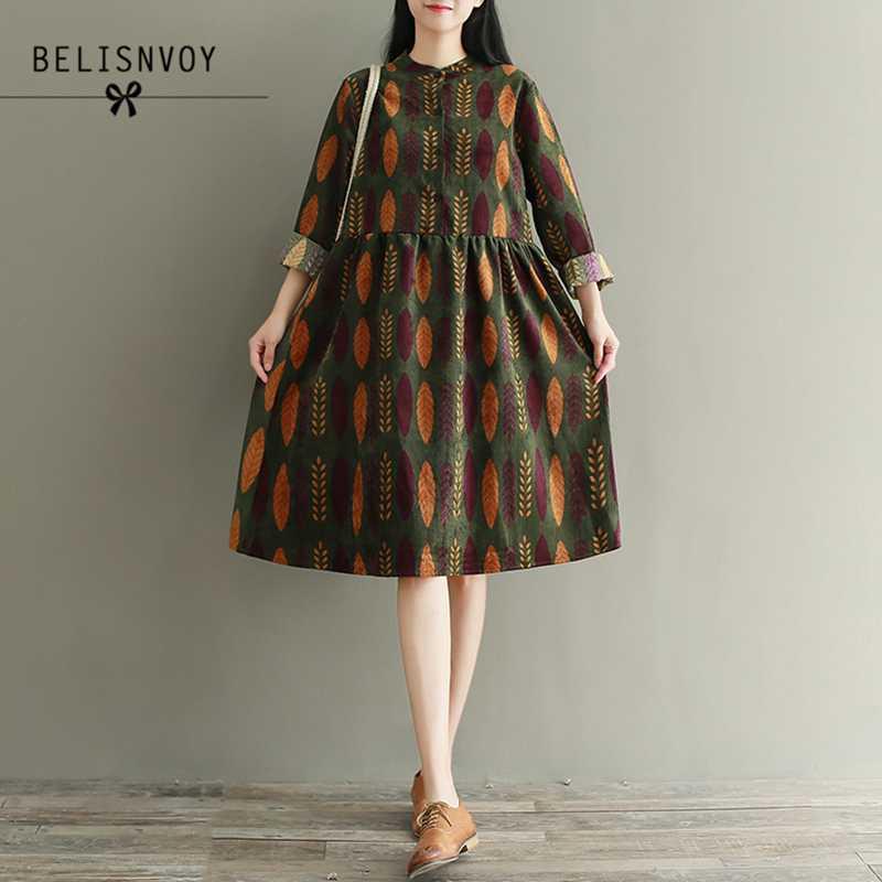 Robe Femme 2020 Mori Girl Autumn Winter Women Clothing Printed Long Sleeve Single Breasted Plus Size Corduroy Vintage Dress, As picture
Robe Femme 2020 Mori Girl Autumn Winter Women Clothing Printed Long Sleeve Single Breasted Plus Size Corduroy Vintage Dress, As picture