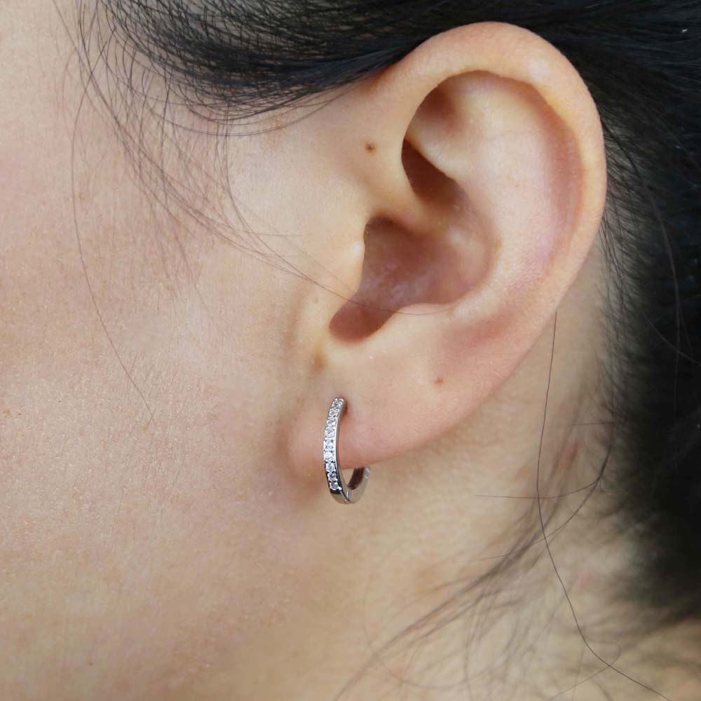 Various Sized Mini Small CZ Huggie Hoop Earring Micro Pave Cubic Zirconia 5mm 6mm 7mm 8mm 9mm 10mm 11mm 12mm 14mm Hoops Jewelry