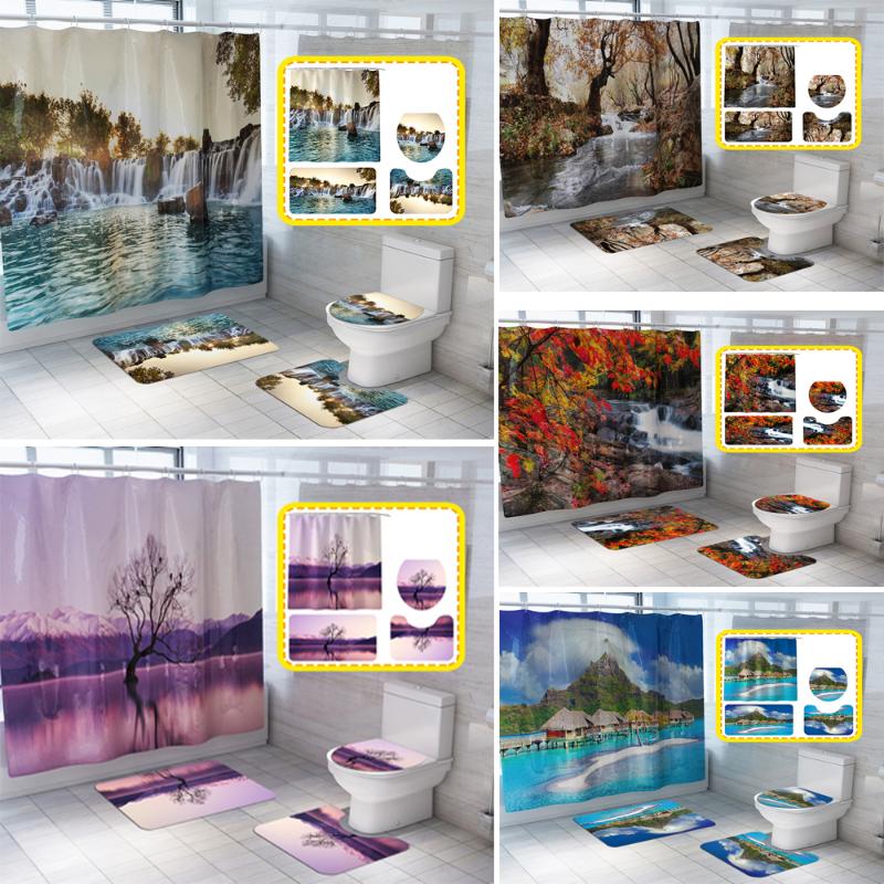 Forest Bath Curtain Toilet Cover Mat Non Slip Rug Waterproof Shower Curtains with 12 Hooks 3D Natural Landscape Bathroom Sets 
Forest Bath Curtain Toilet Cover Mat Non Slip Rug Waterproof Shower Curtains with 12 Hooks 3D Natural Landscape Bathroom Sets