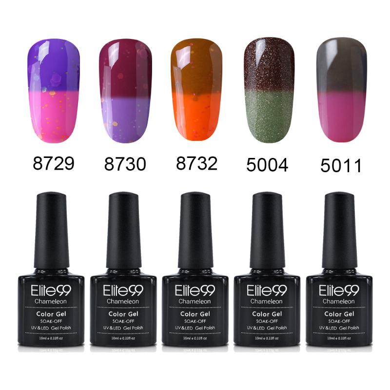 Elite99 5 Pieces/lot Thermal Nail Art Gel Polish 10ml Soak Off Temperature Color Changing UV Nails Manicure Polish Gel Varnish