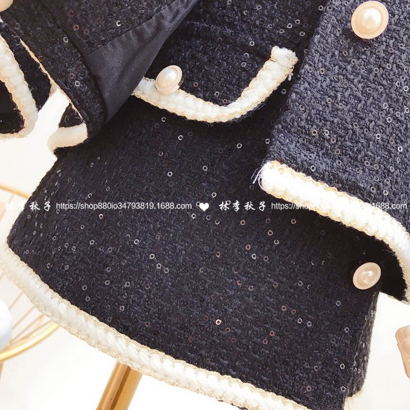 Girls' little fragrance suit 2020 autumn new style little girl long-sleeved jacket short skirt skirt two-piece suit Y1117